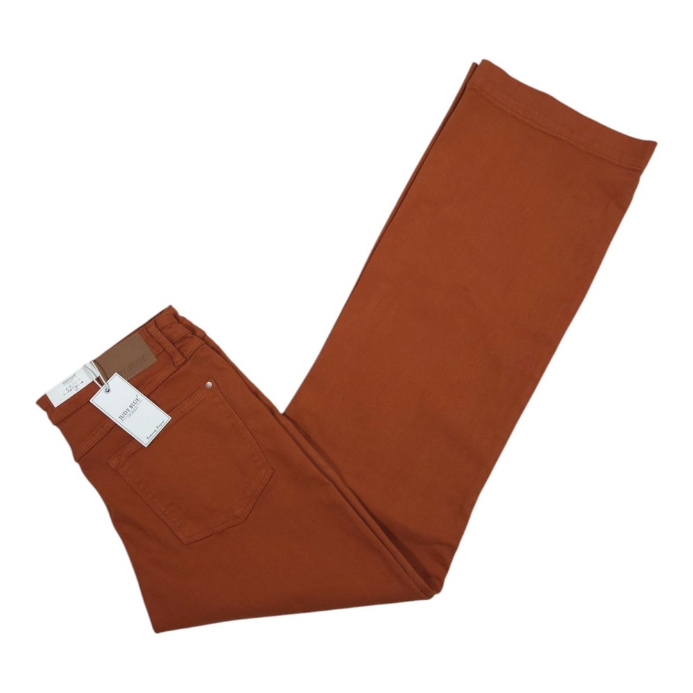 New Judy Blue Dyed Wide‎ Leg Jeans Womens 15 32 Auburn Orange High Waisted